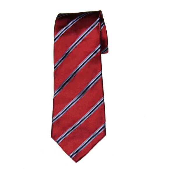 Brioni Tie Handmade Red Blue Black White Striped Men's - Picture 1 of 1
